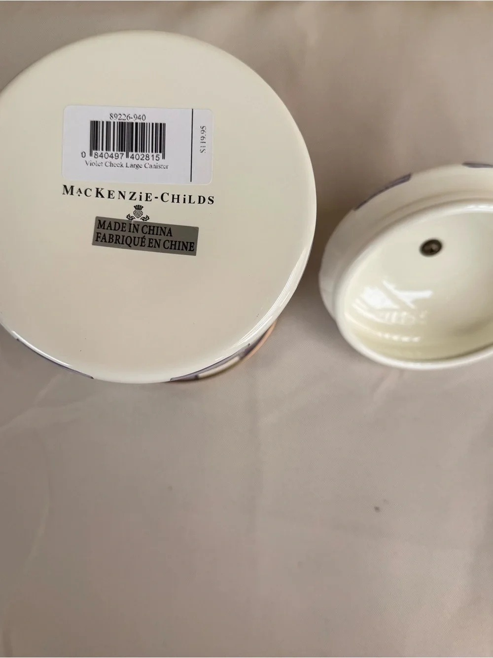 MacKenzy-Childs Violet Check Large Canister